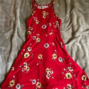 Arizona Jean Co Red Floral Print Skater Dress